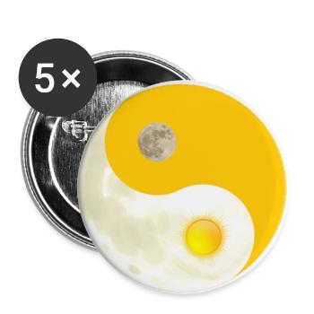 Symbole Ying Yang comme le soleil et la lune - Lot de 5 petits badges (25 mm) - blanc - Devant