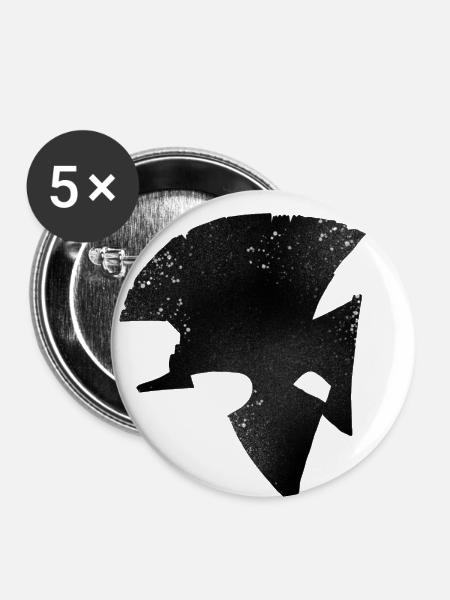 Schwarzer Helm eines Römers - Buttons klein 25 mm (5er Pack) - Weiß