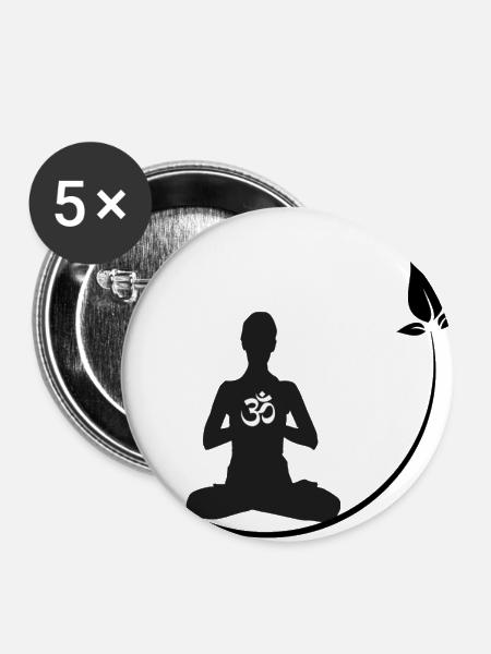 Meditation - Buttons klein 25 mm (5er Pack) - Weiß