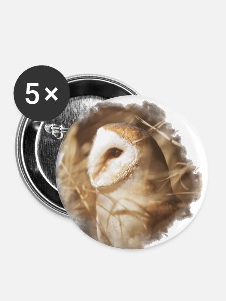 Schleiereule Schatzi - Buttons klein 25 mm (5er Pack) - Weiß