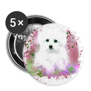Maltese, dog, white, painting, graffiti - Buttons small 1''/25 mm (5-pack) - white - Front
