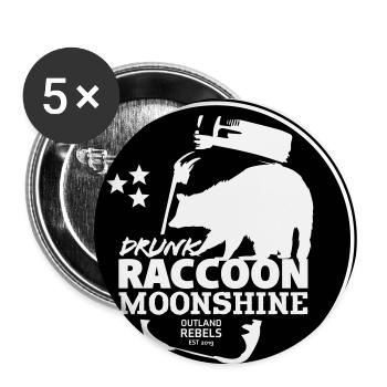 Drunk Raccoon Moonshine (black) - Lot de 5 petits badges (25 mm) - blanc - Devant