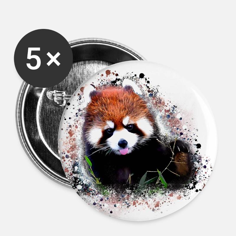 Red panda,graffiti painting,panda bear, bear - Buttons small 1''/25 mm (5-pack) - white