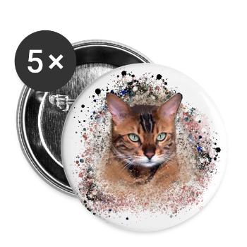 American Lynx, Katze, bengal, Leo, tiger, Malerei, - Buttons klein 25 mm (5er Pack) - Weiß - Vorne