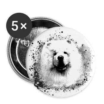 Chow Chow, chien, samojede, peinture, graffiti - Lot de 5 petits badges (25 mm) - blanc - Devant