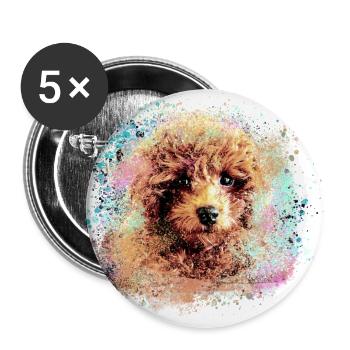 maltipoo, pudel, hund , Malerei,doodle,pastell - Buttons klein 25 mm (5er Pack) - Weiß - Vorne