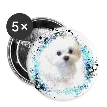 malteser ,hund ,weiß ,hund, Malerei,graffiti,welpe - Buttons klein 25 mm (5er Pack) - Weiß - Vorne