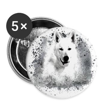 white shepherd dog ,dog,white,dog,painting,wolf - Buttons small 1''/25 mm (5-pack) - white - Front