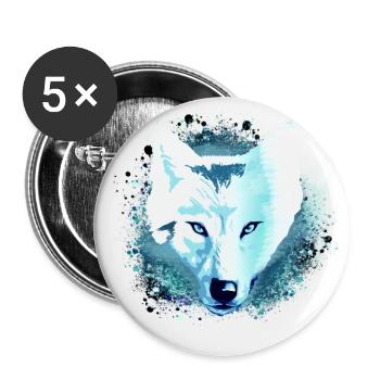 wolf,blau,hund, husky,Hund, malerei,graffiti - Buttons klein 25 mm (5er Pack) - Weiß - Vorne