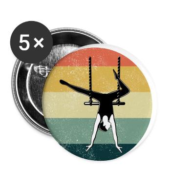 Static Trapeze Artist Circus Gymnastics Vintage - Buttons small 1''/25 mm (5-pack) - white - Front