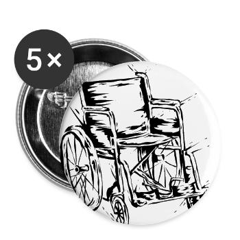 Fauteuil roulant - Lot de 5 petits badges (25 mm) - blanc - Devant