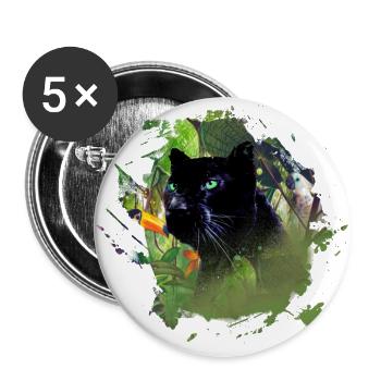 panther,cheetah,leopard,black,green,jungle - Buttons small 1''/25 mm (5-pack) - white - Front