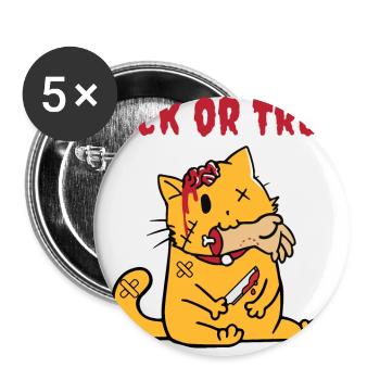Trick Or Treat - Zombiekatze - Buttons klein 25 mm (5er Pack) - Weiß - Vorne