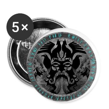 Odin Fenrir Hugin Munin - Buttons klein 25 mm (5er Pack) - Weiß - Vorne
