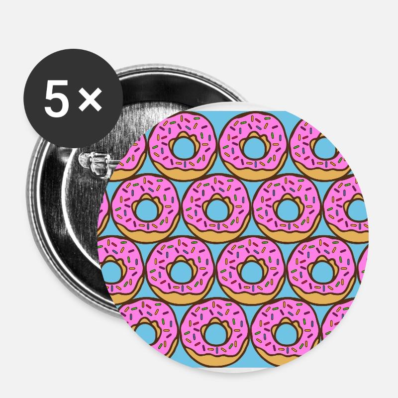 beignets - Lot de 5 petits badges (25 mm) - blanc
