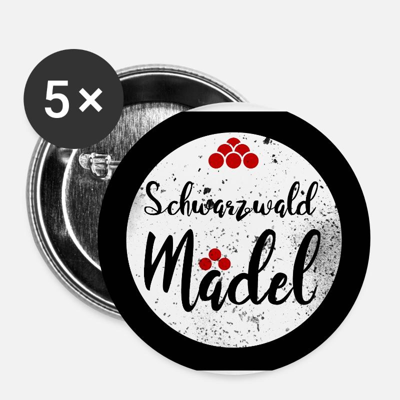Schwarzwaldmädel - Buttons klein 25 mm (5er Pack) - Weiß