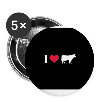 Cow Cows Heart I Love Farm Farmer Farmer Cattle - Buttons small 1''/25 mm (5-pack) - white - Front