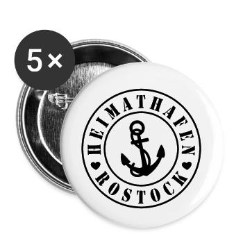 Heimathafen Rostock - Buttons klein 25 mm (5er Pack) - Weiß - Vorne