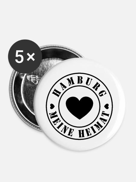 Meine Heimat Hamburg - Buttons klein 25 mm (5er Pack) - Weiß