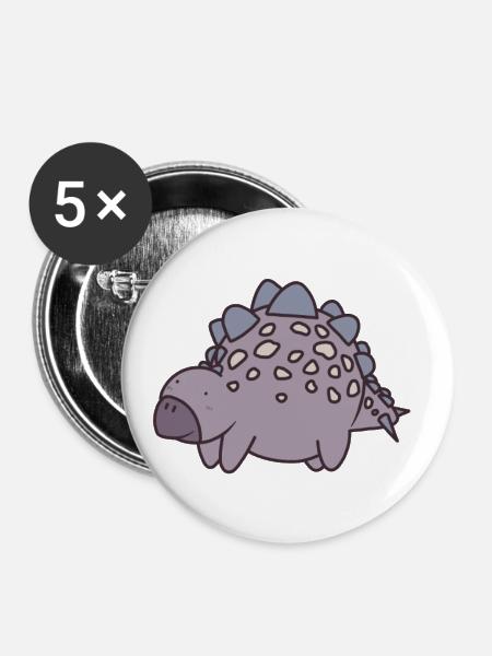 Alter Dinosaurier Stegosaurus - Buttons klein 25 mm (5er Pack) - Weiß