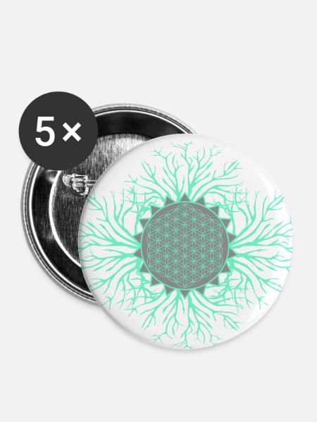 Blume des Lebens - Buttons klein 25 mm (5er Pack) - Weiß