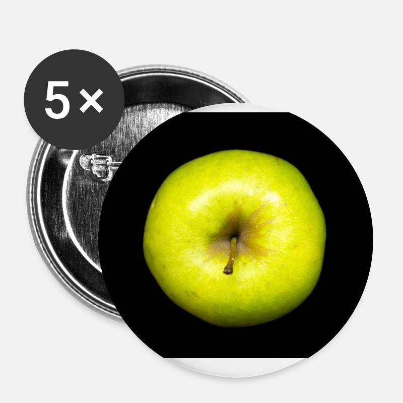 grüner Apfel - Buttons klein 25 mm (5er Pack) - Weiß