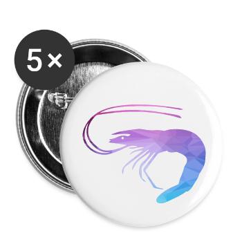 Garnele Polygon - Buttons klein 25 mm (5er Pack) - Weiß - Vorne