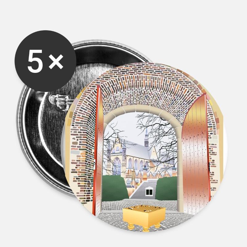 Tor zu Leiden - Buttons klein 25 mm (5er Pack) - Weiß