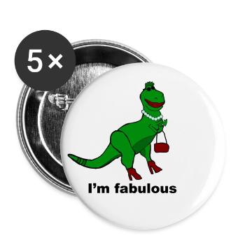 Fabulous Dinosaur - Buttons small 1''/25 mm (5-pack) - white - Front