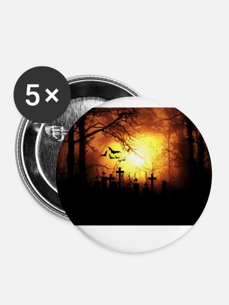 Halloween - Buttons klein 25 mm (5er Pack) - Weiß