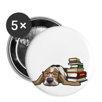Basset Hound - Buttons small 1''/25 mm (5-pack) - white - Front