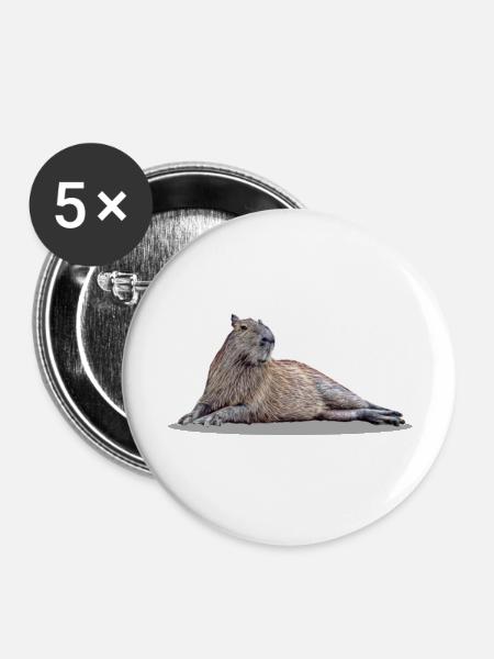 Capybara - Buttons klein 25 mm (5er Pack) - Weiß