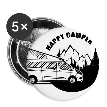 Happy Camper Nugget Van Motorhome - Buttons small 1''/25 mm (5-pack) - white - Front