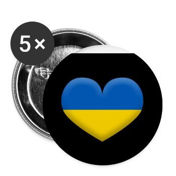 Ukraine Heart - Buttons klein 25 mm (5er Pack) - Weiß - Vorne