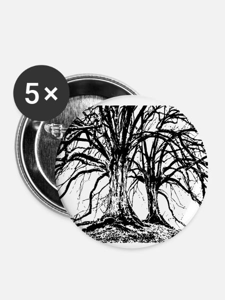 Bäume - Buttons klein 25 mm (5er Pack) - Weiß