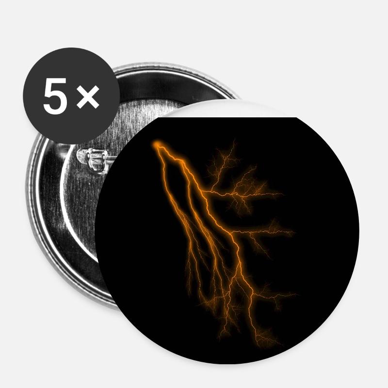 Éclair Flash - Lot de 5 petits badges (25 mm) - blanc
