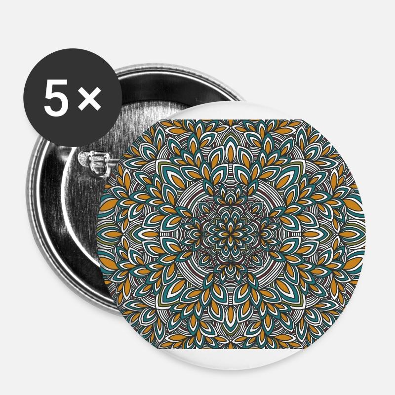 Mandala - Buttons klein 25 mm (5er Pack) - Weiß
