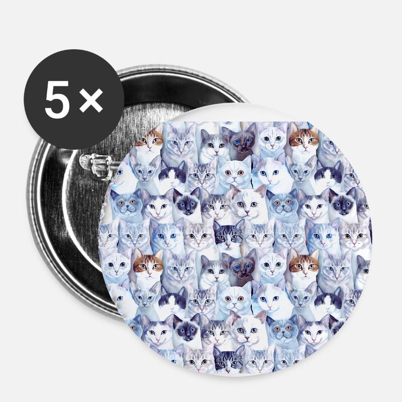 Katzen! - Buttons klein 25 mm (5er Pack) - Weiß