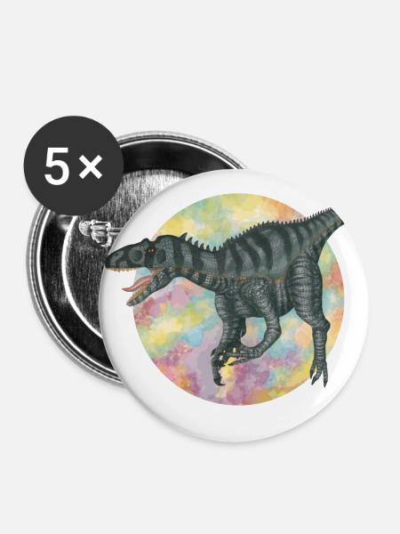 Fleischfressende Dinosaurier - Buttons klein 25 mm (5er Pack) - Weiß