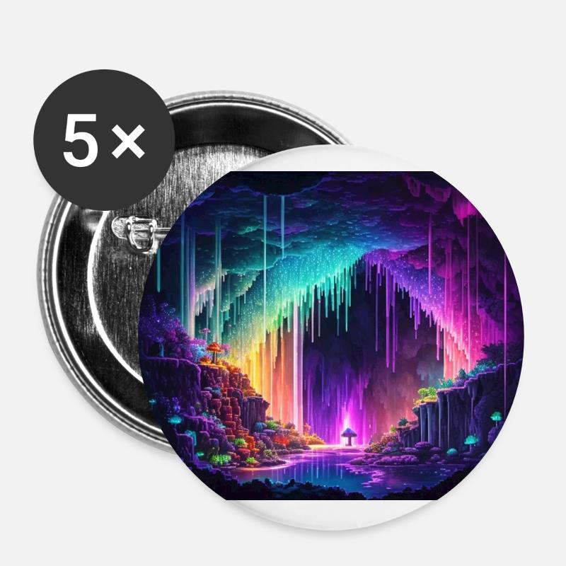 Pixel art gemstone cave - Buttons klein 25 mm (5er Pack) - Weiß