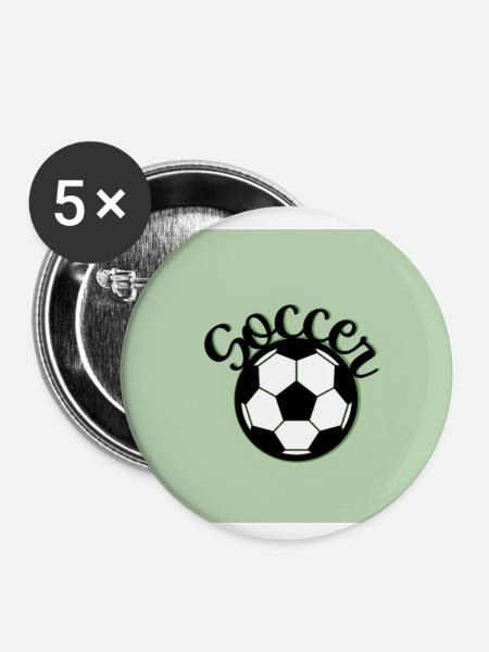 FUßBALL SOCCER BALL - Buttons klein 25 mm (5er Pack) - Weiß