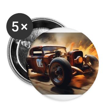 Rostiger Hot Rod Racing #4 - Buttons klein 25 mm (5er Pack) - Weiß - Vorne