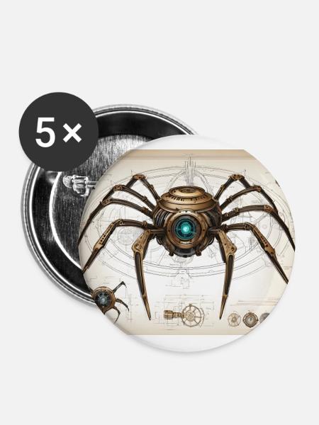 Mechanischer Spider 2 FINAL - Buttons klein 25 mm (5er Pack) - Weiß