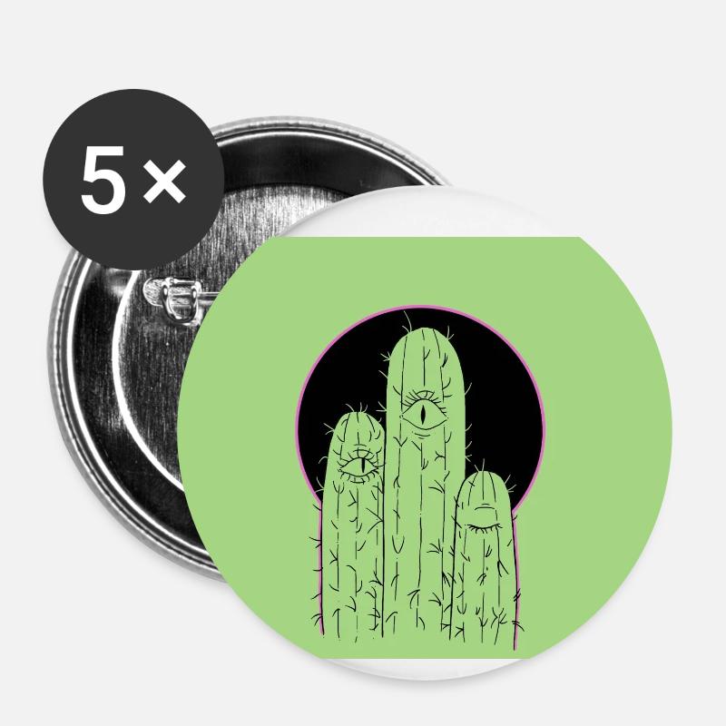 Cactus - Buttons small 1''/25 mm (5-pack) - white