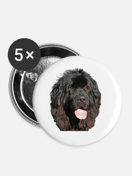 Neufundländerportrait - Buttons klein 25 mm (5er Pack) - Weiß