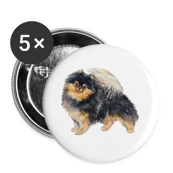 Pomeranian - Buttons small 1''/25 mm (5-pack) - white - Front