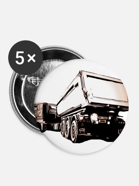 Lastwagen - Buttons klein 25 mm (5er Pack) - Weiß