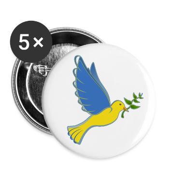 Unterstütze die Ukraine mit I stand with Ukraine - Buttons klein 25 mm (5er Pack) - Weiß - Vorne