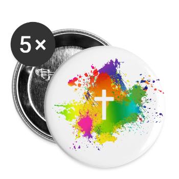 Das Kreuz von Jesus Christus - Buttons klein 25 mm (5er Pack) - Weiß - Vorne