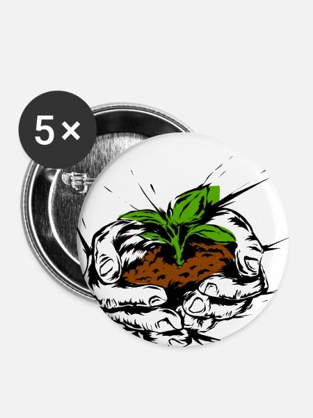 Umweltschutz Leben - Buttons klein 25 mm (5er Pack) - Weiß